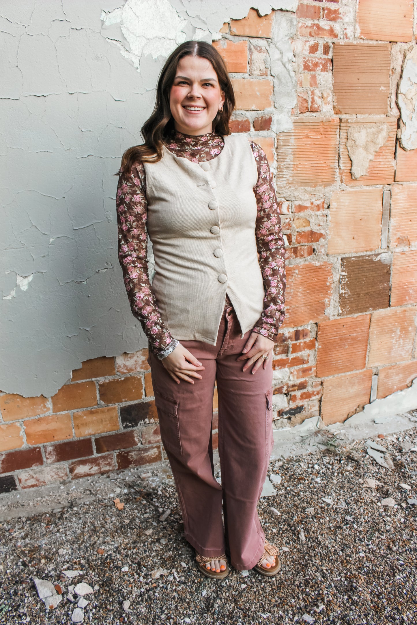 Fall Floral Mesh Top