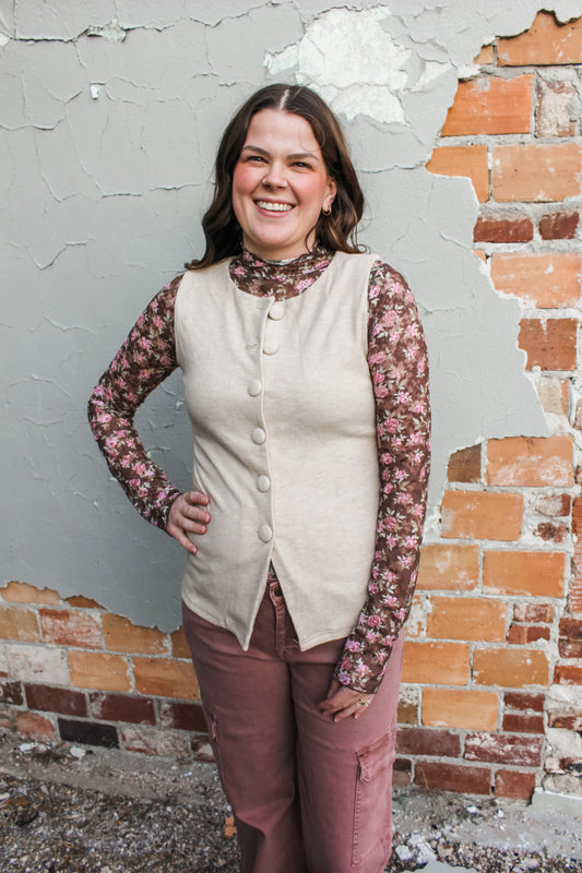 Fall Floral Mesh Top