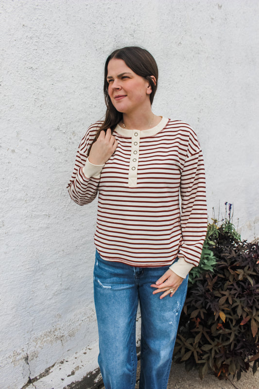 Simply Striped Top (Burgandy)