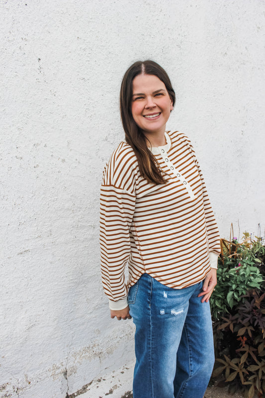 Simply Striped Top (Brown)