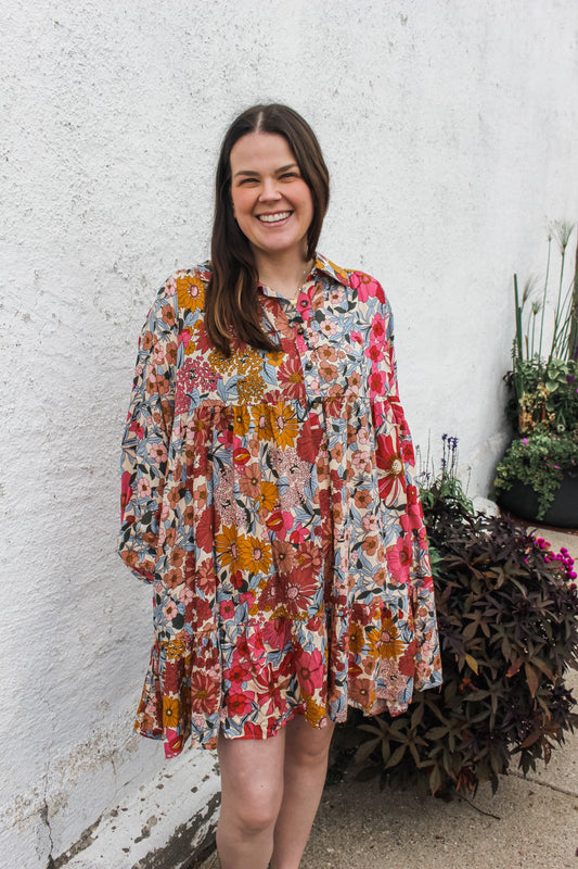 Fall Florals Dress (S-XL)