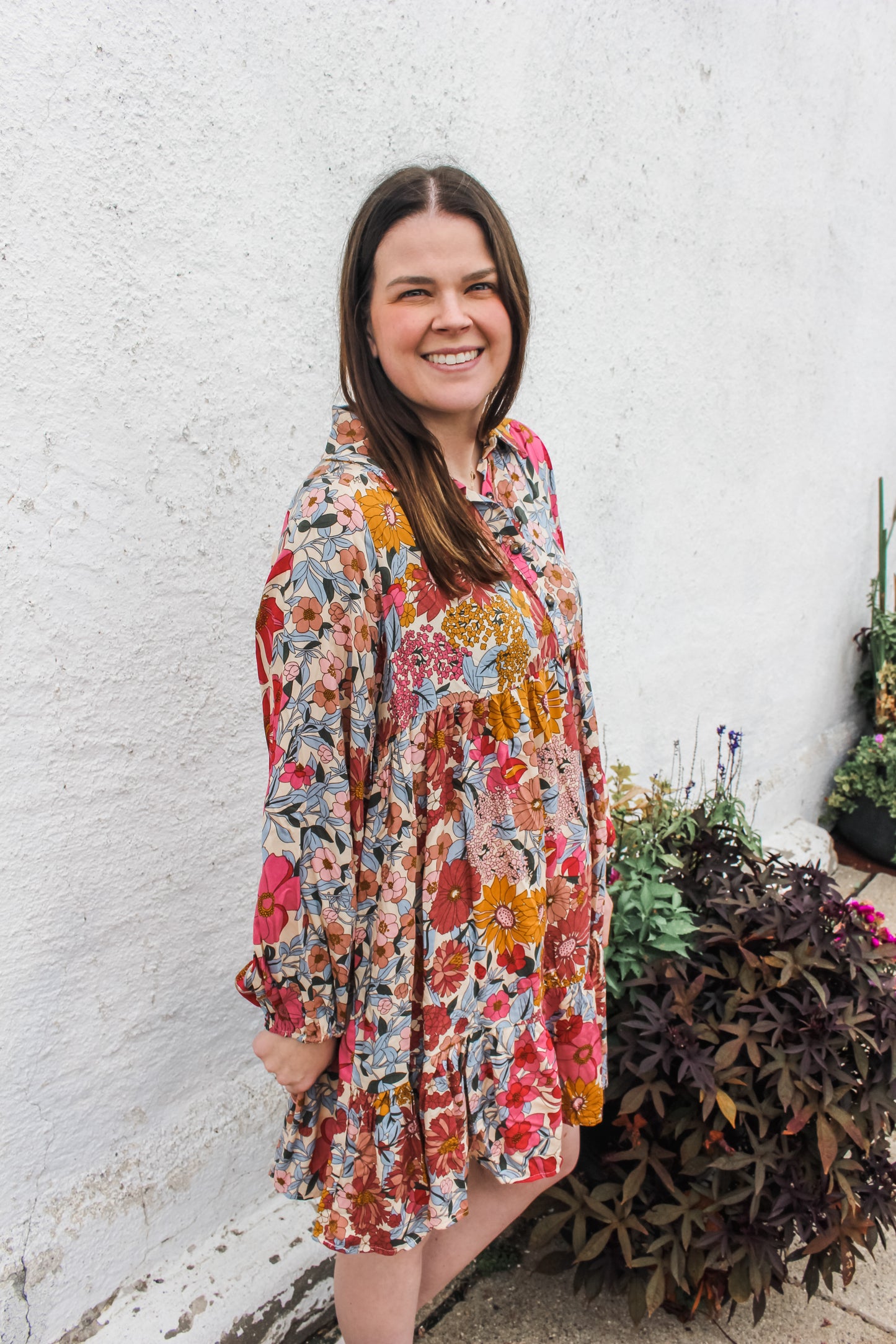 Fall Florals Dress (S-XL)