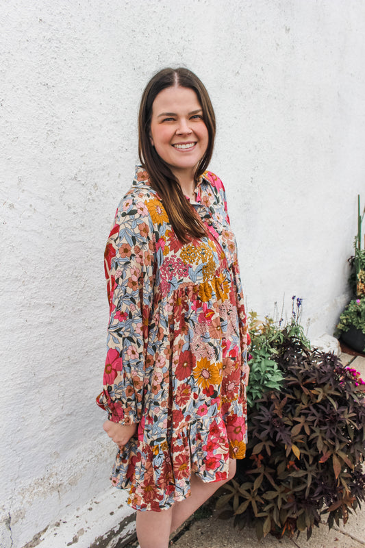 Fall Florals Dress (S-XL)