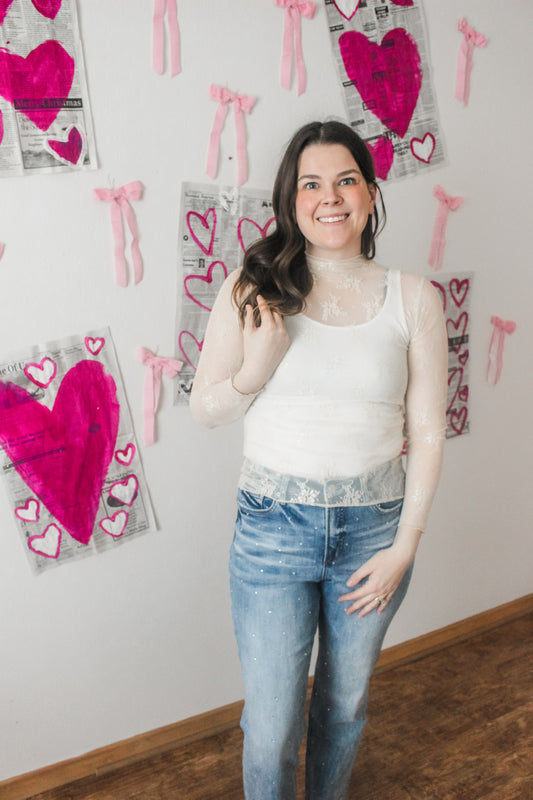 Simple Lace Mesh Top