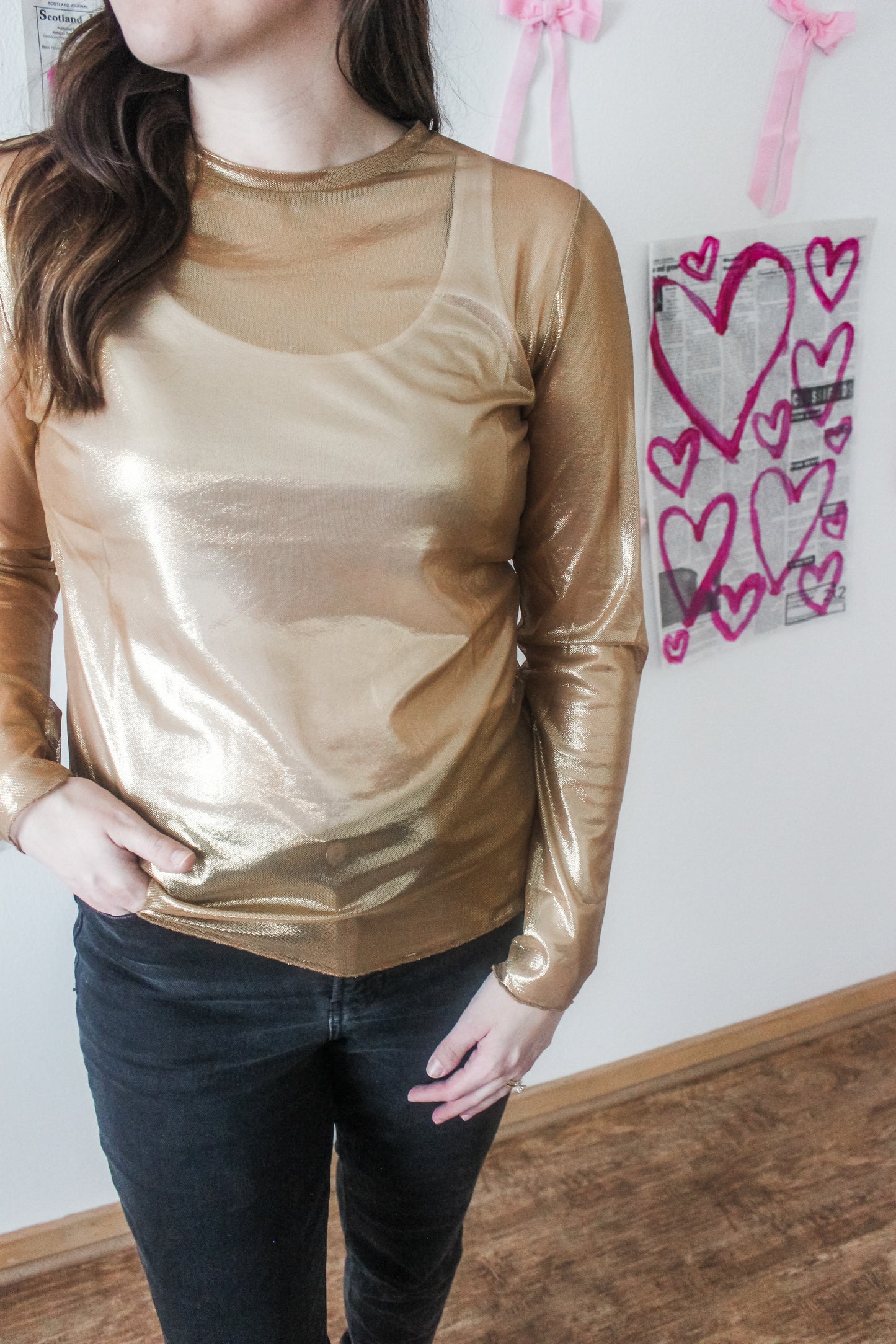 All That Glitters Mesh Top (Gold)