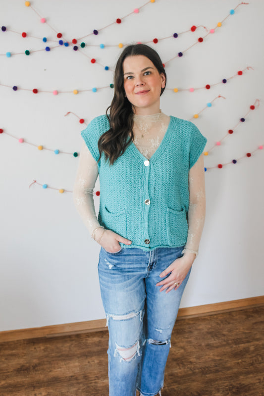 A Sure Sign of Spring Vest (Teal)