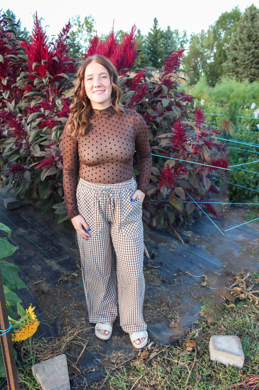 Fall Favorite Mesh Top (Brown)
