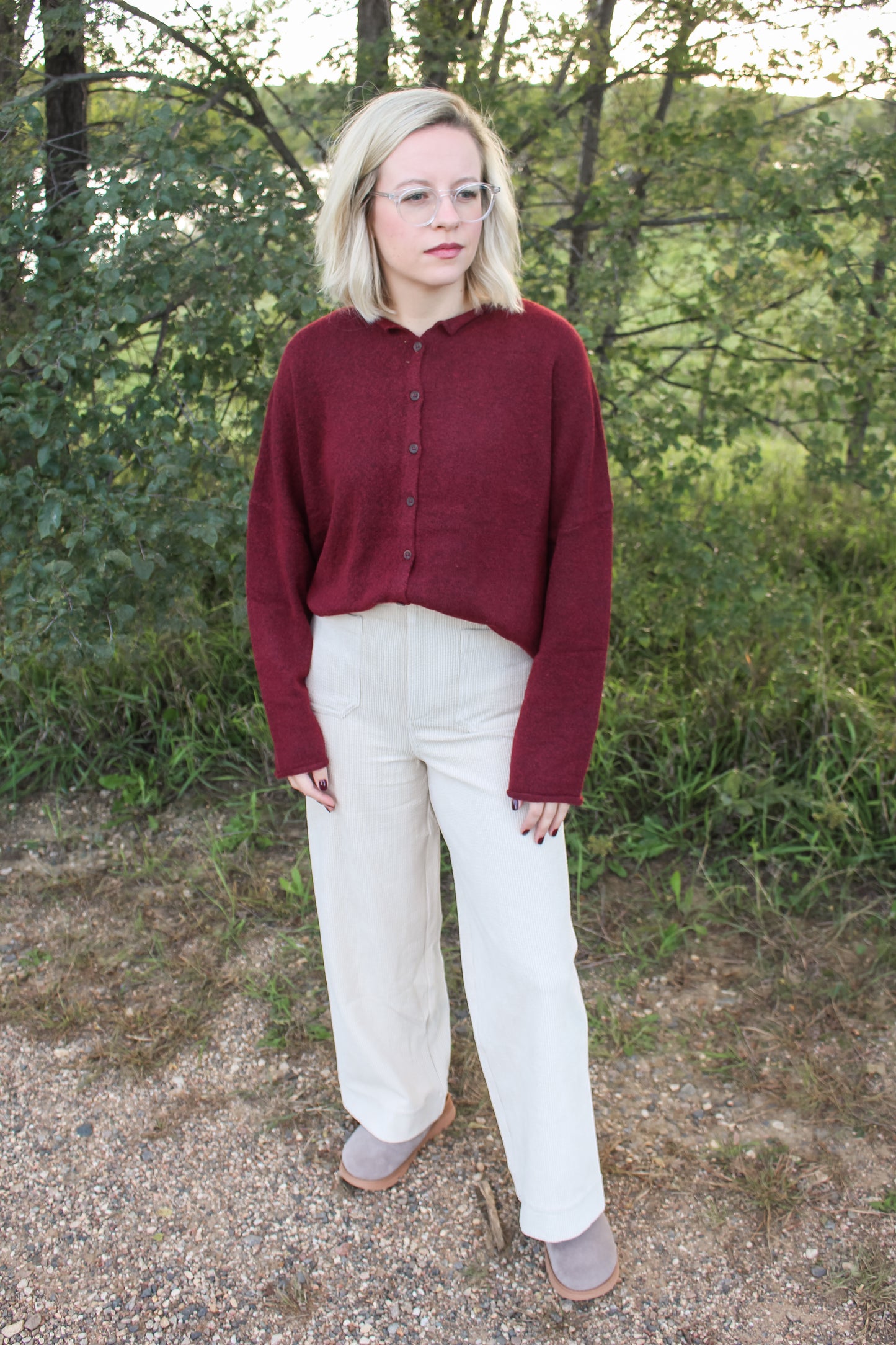 Classic Fall Cardigan (Burgundy)
