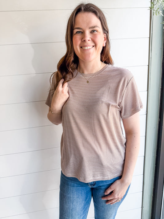 [Thread & Supply] Most Loved Tee (Taupe & White)