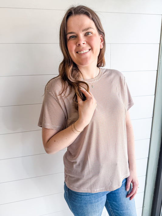 [Thread & Supply] Most Loved Tee (Taupe & White)