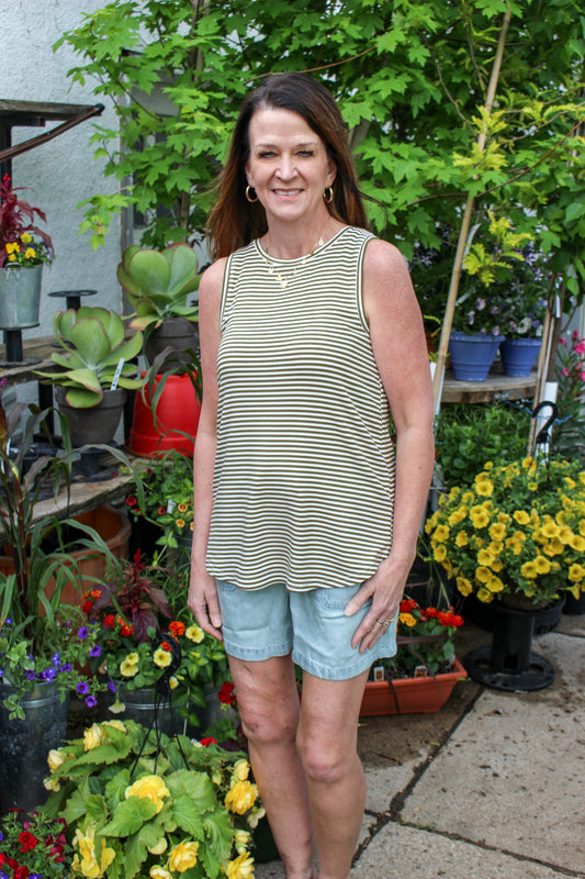 Essential Tank (Olive & White)