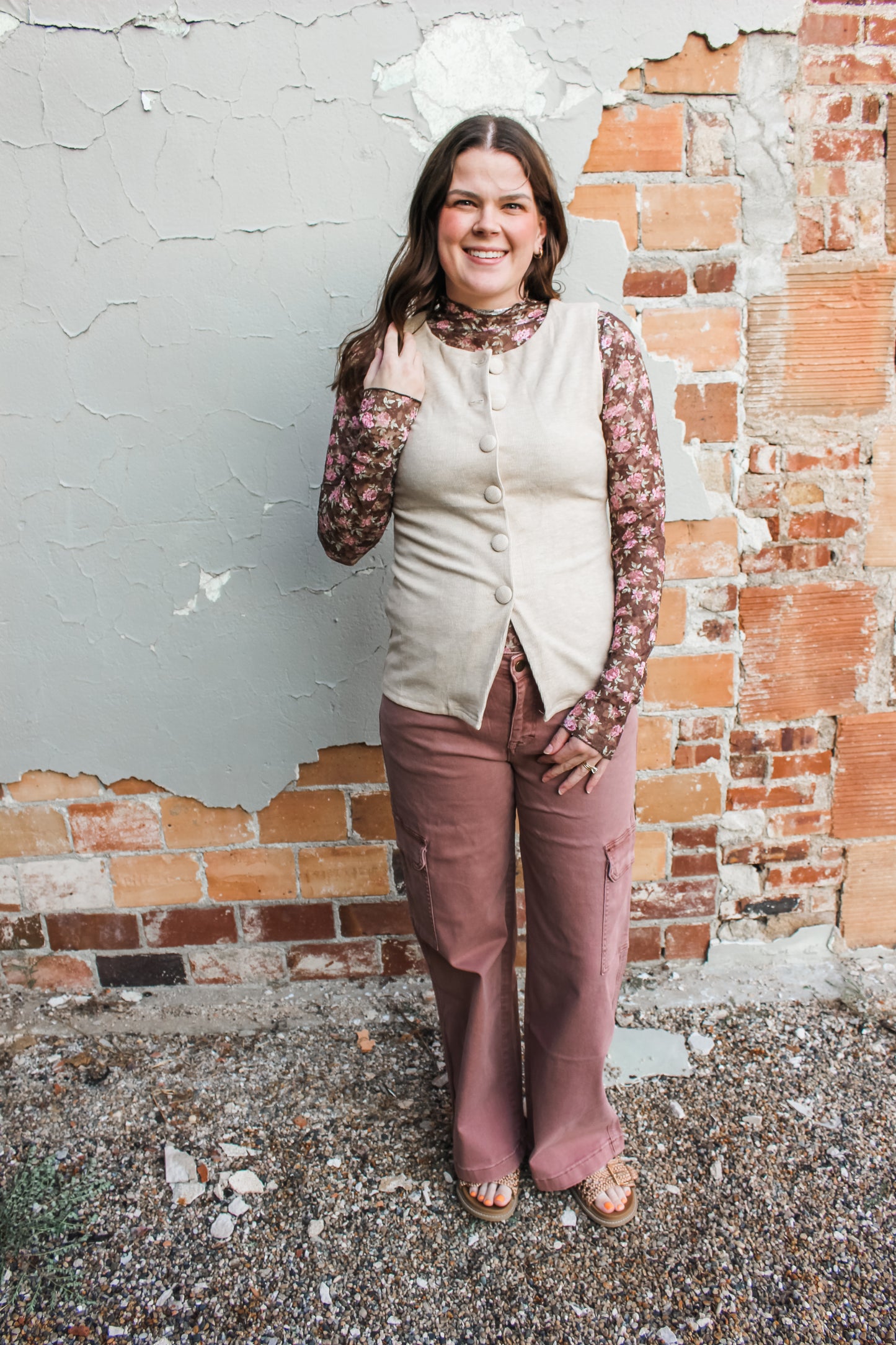 Fall Floral Mesh Top