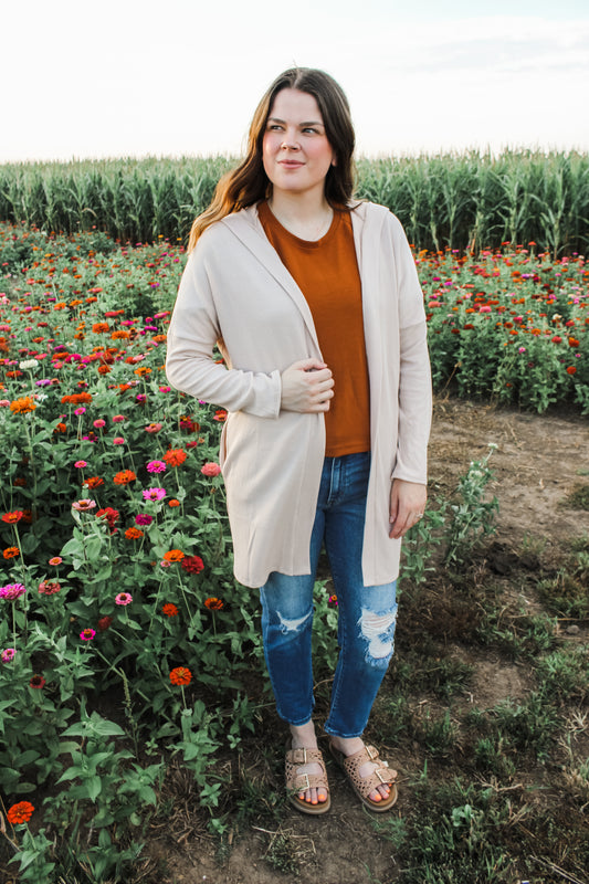 Charming Cardigan (Taupe) (S-XL)