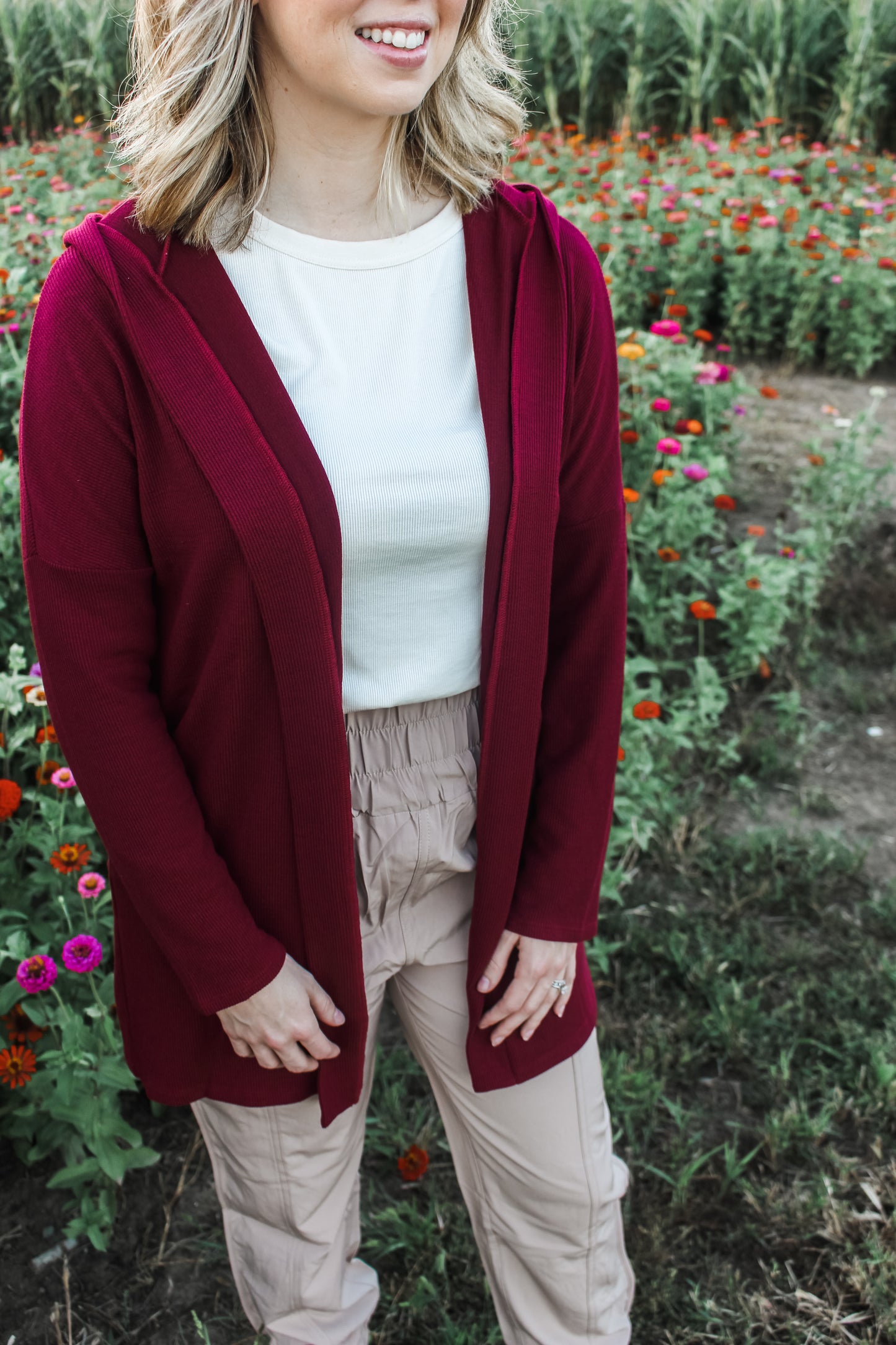 Charming Cardigan (Wine) (S-XL)