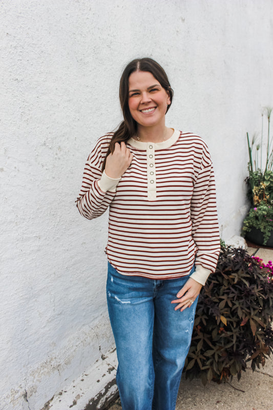 Simply Striped Top (Burgandy)