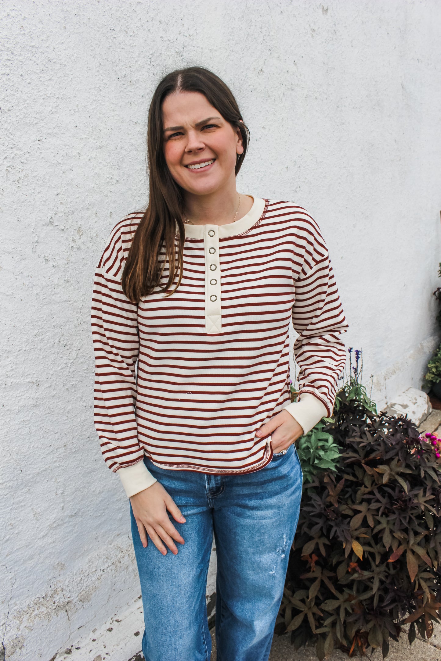 Simply Striped Top (Burgandy)