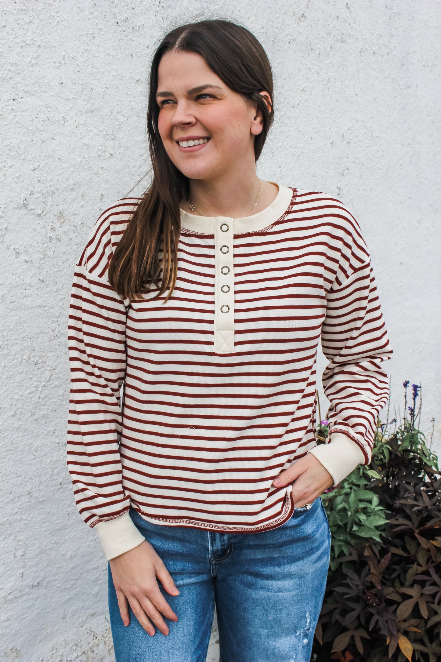 Simply Striped Top (Burgandy)
