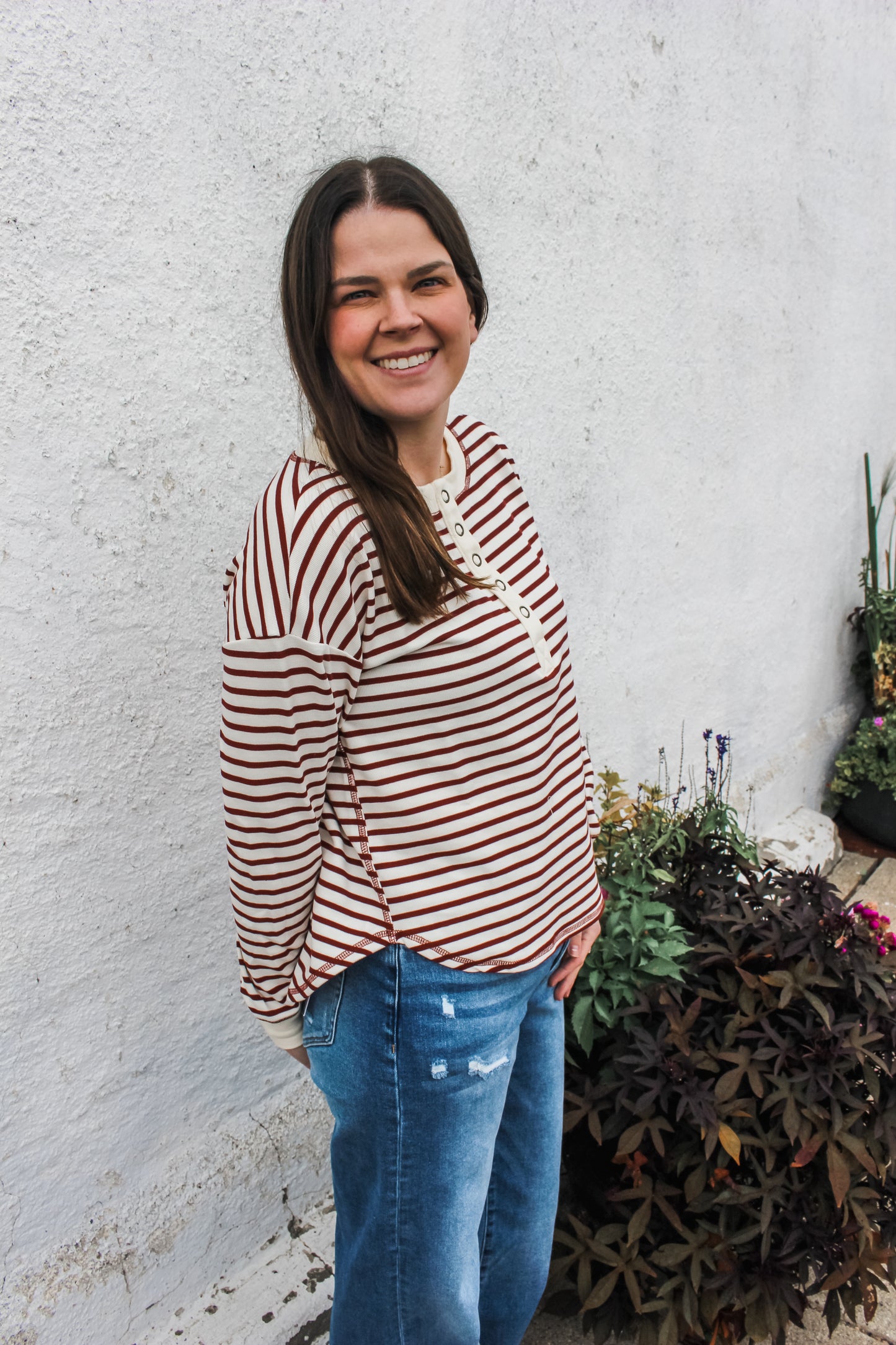 Simply Striped Top (Burgandy)