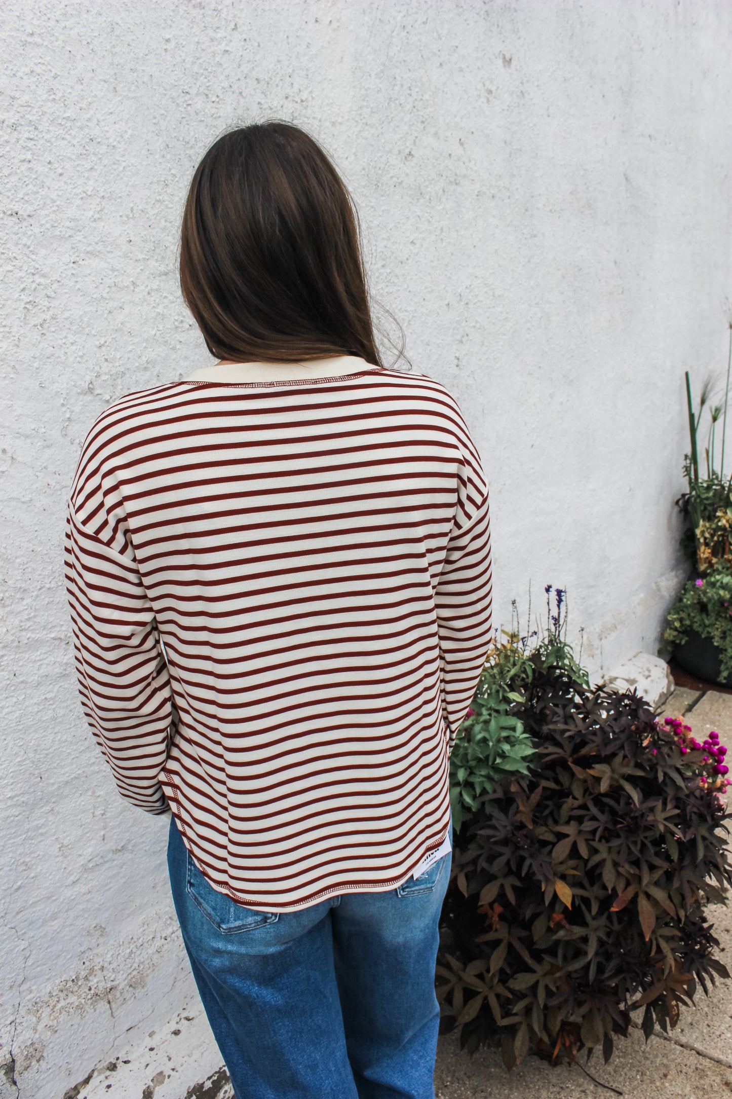 Simply Striped Top (Burgandy)