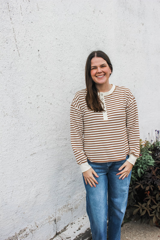 Simply Striped Top (Brown)