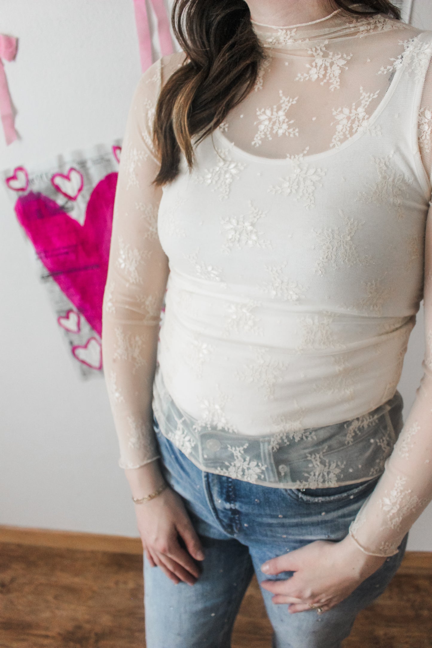 Simple Lace Mesh Top