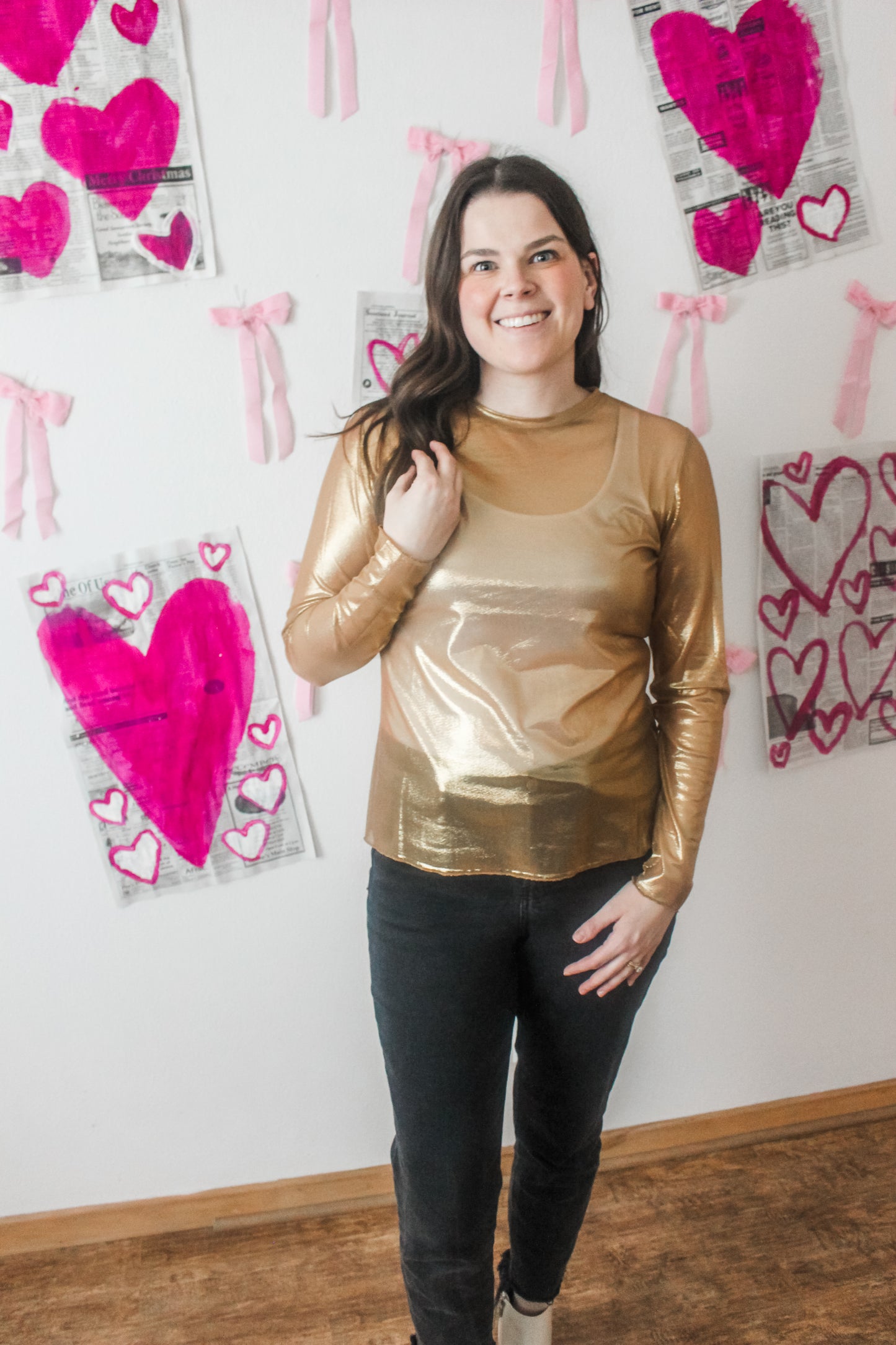 All That Glitters Mesh Top (Gold)