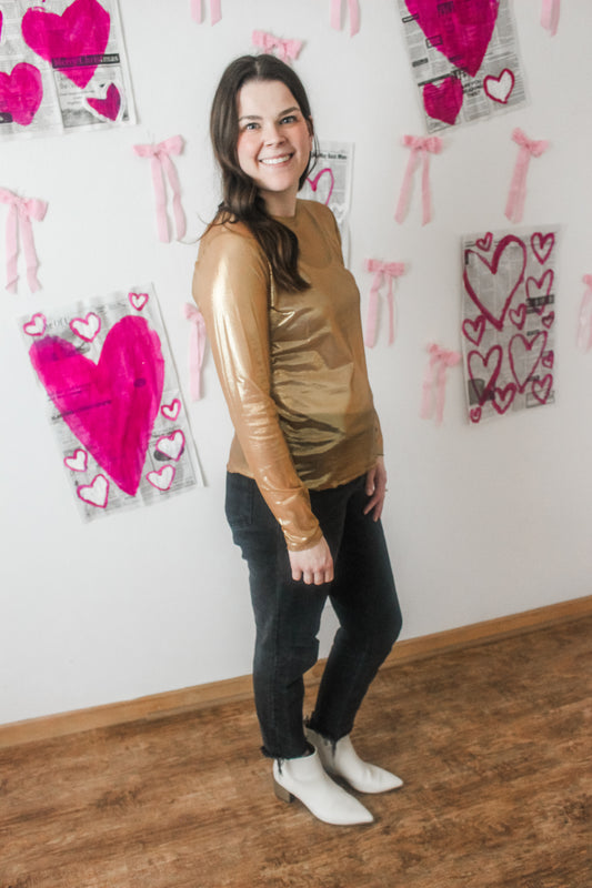 All That Glitters Mesh Top (Gold)