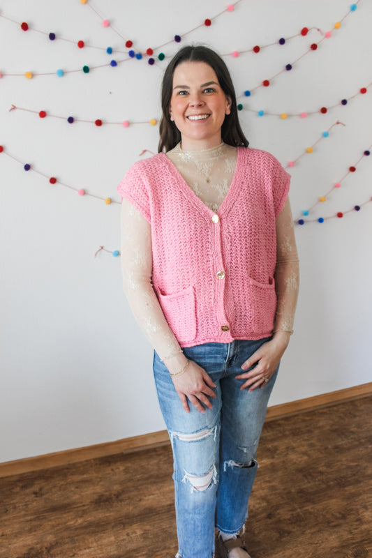 A Sure Sign of Spring Vest (Pink)