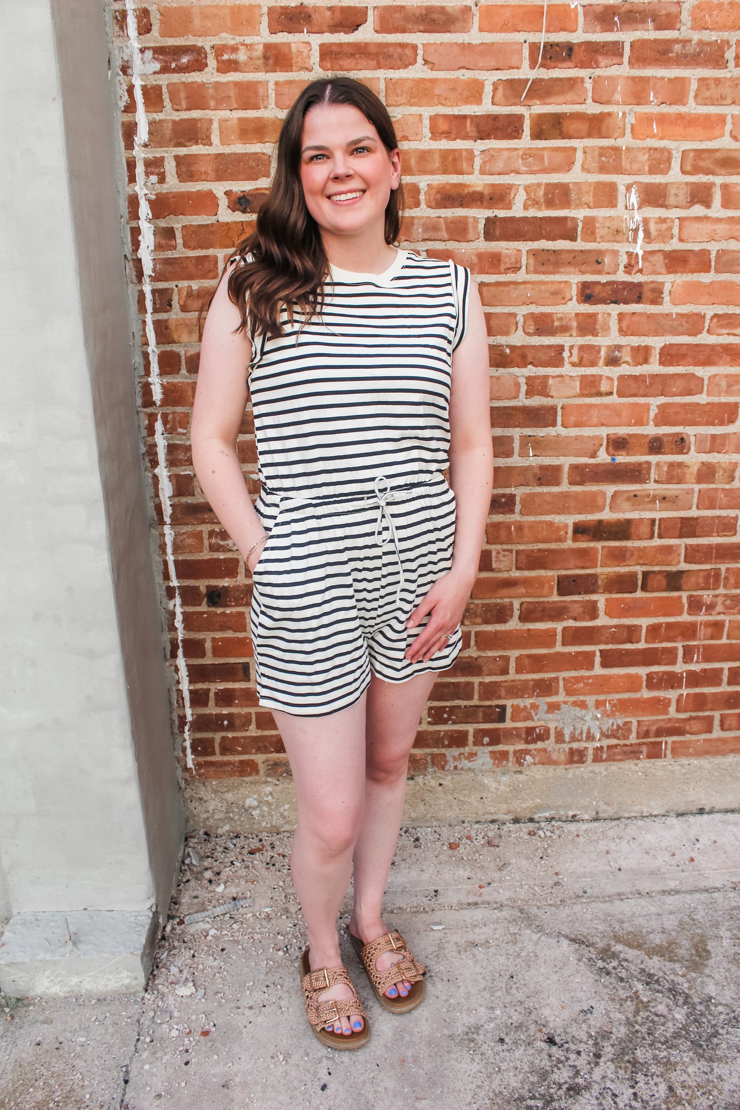 Keep It Casual Romper (Black & White)