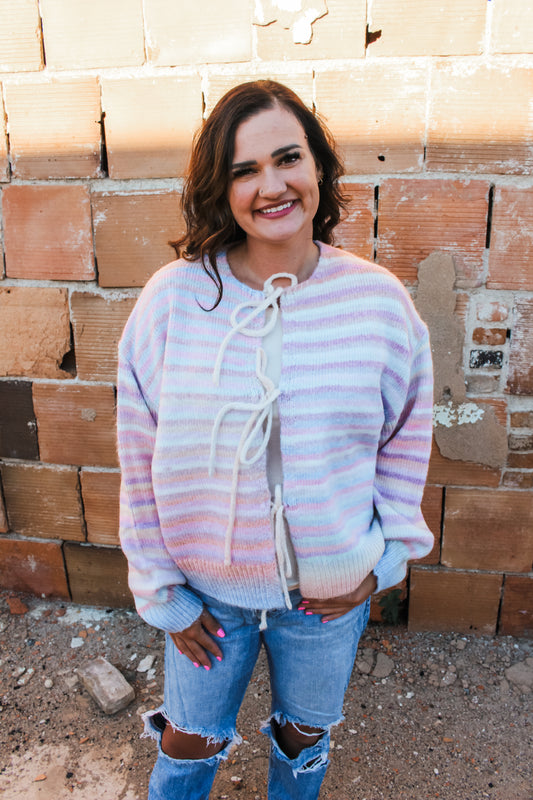 All The Pastels Tie Cardigan