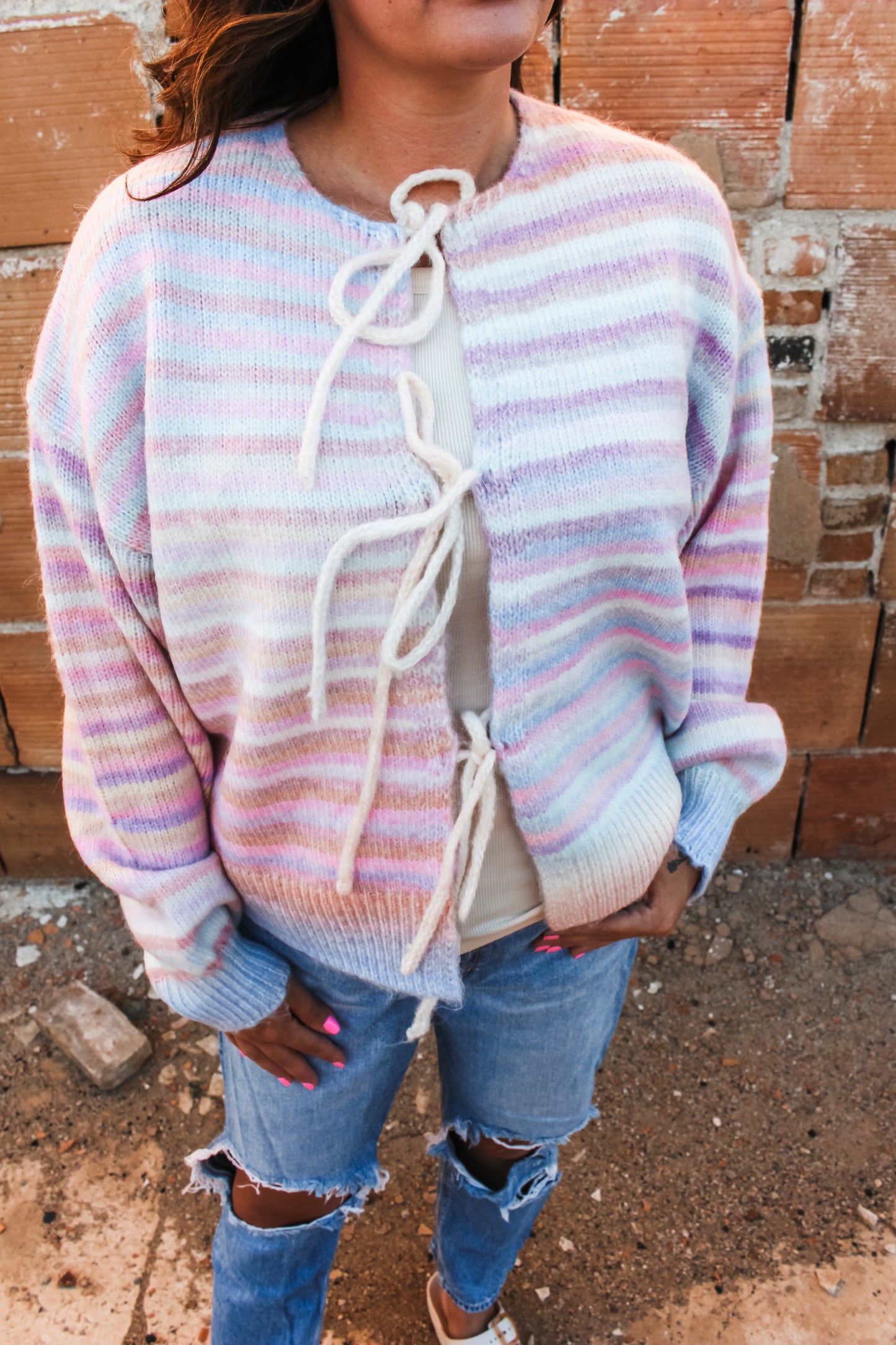 All The Pastels Tie Cardigan