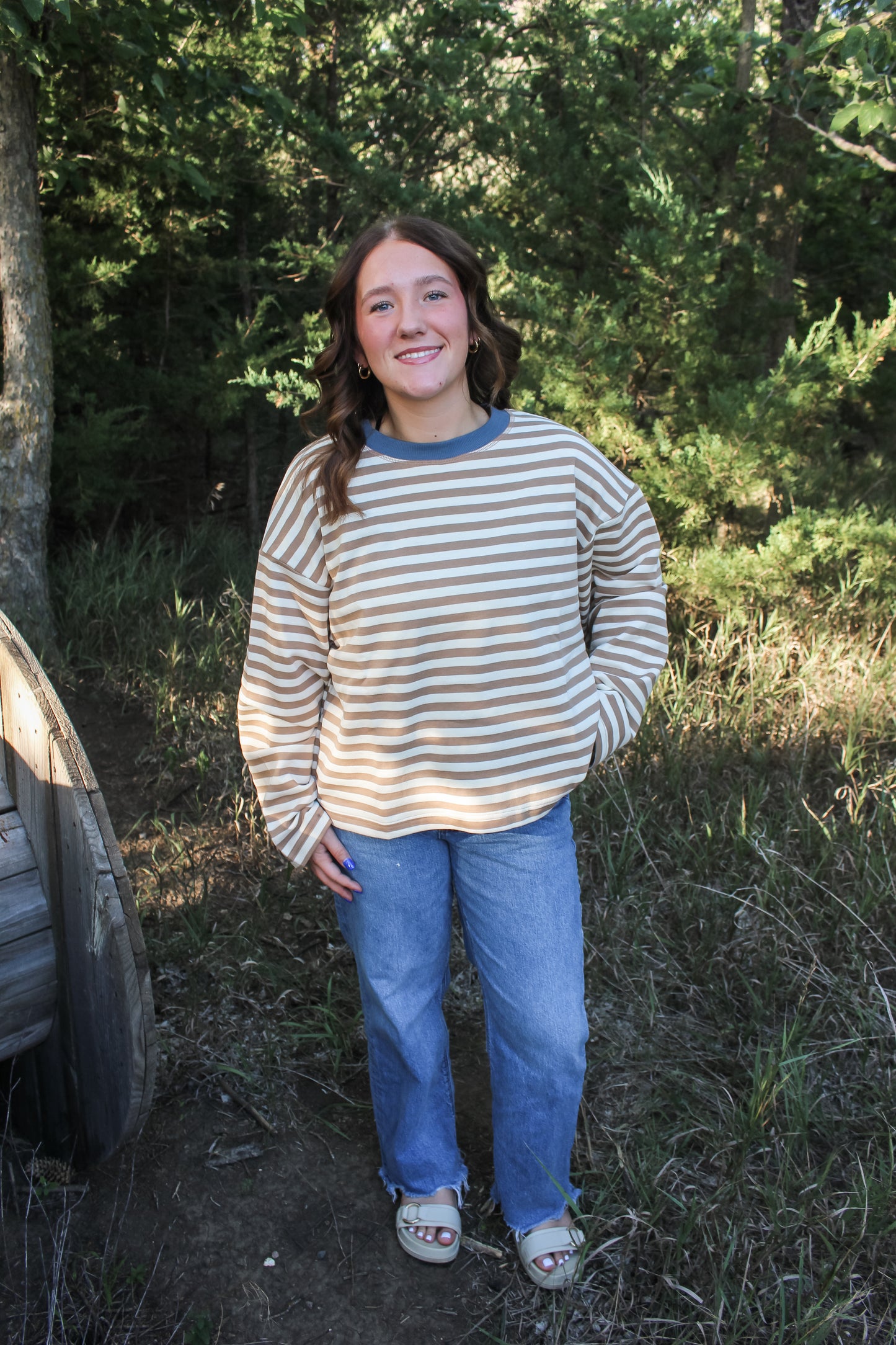 Apple Orchard Top (Beige + Blue)