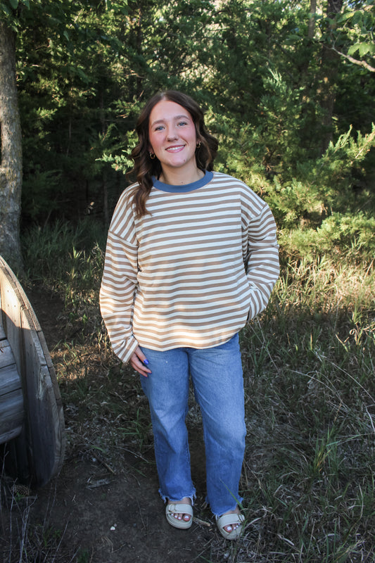 Apple Orchard Top (Beige + Blue)