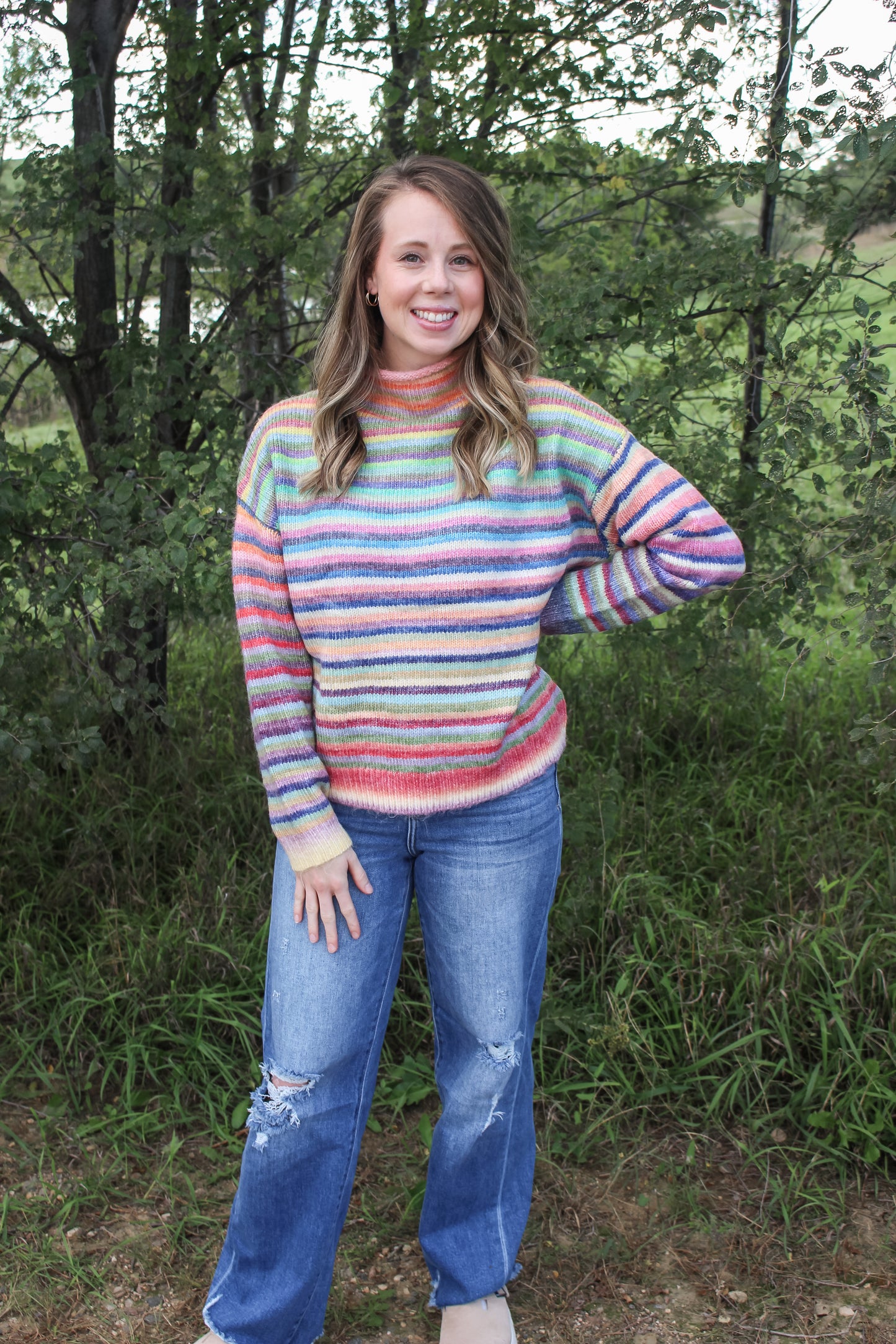 All the Colors Mock Neck Sweater