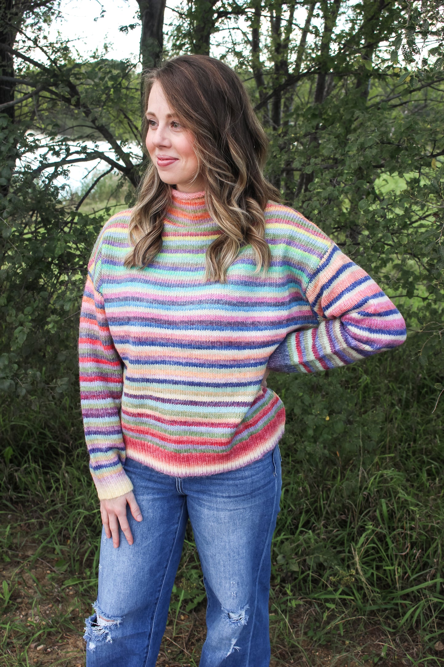 All the Colors Mock Neck Sweater
