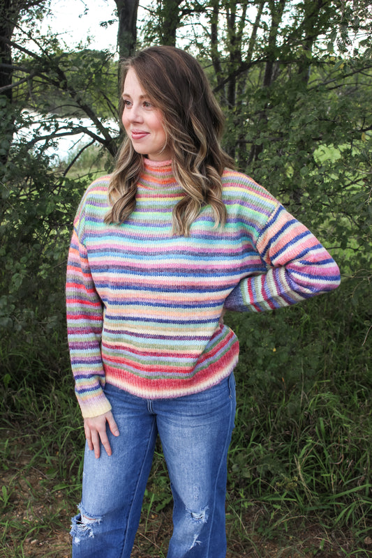 All the Colors Mock Neck Sweater