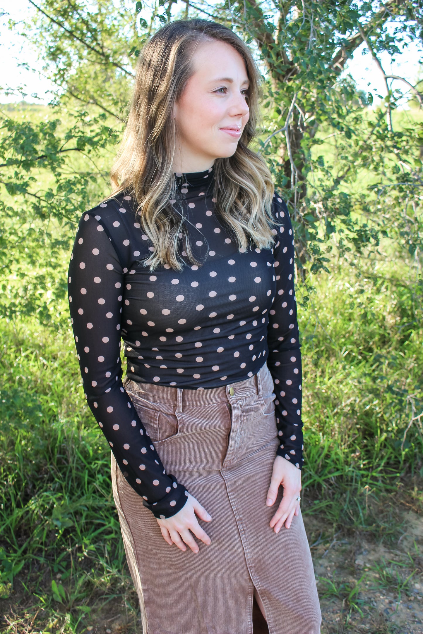 Polka Dot Cutie Mesh Top