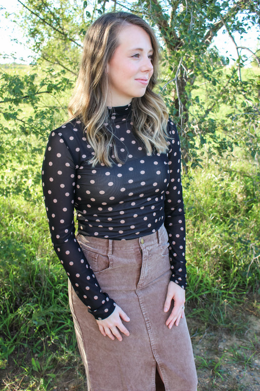 Polka Dot Cutie Mesh Top