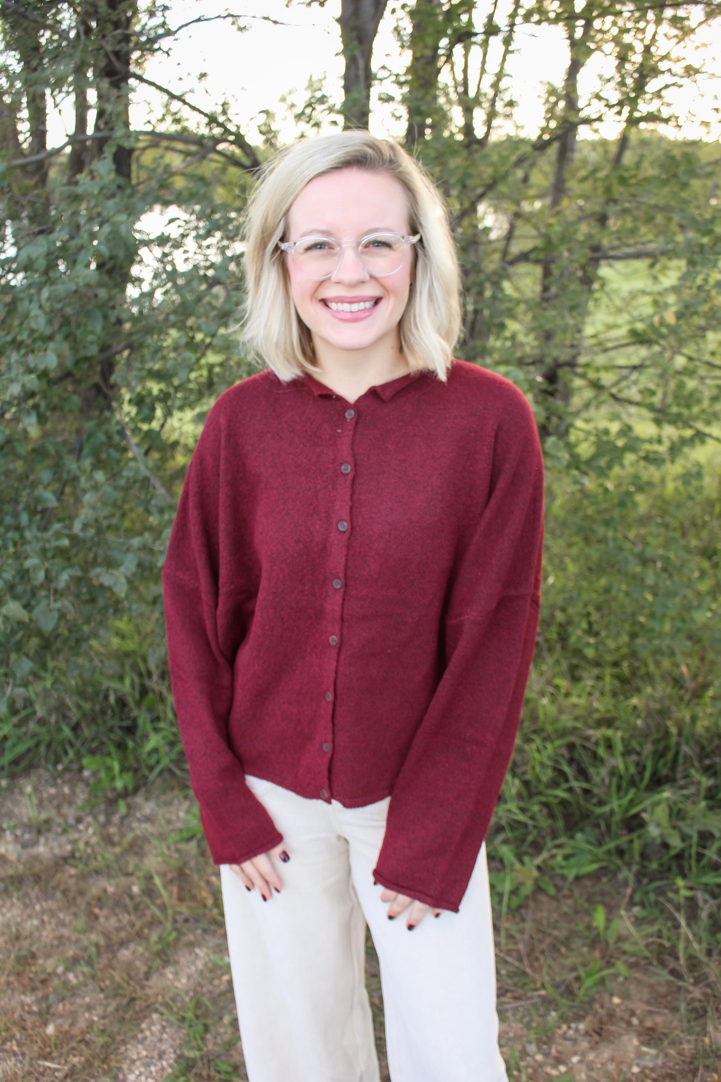 Classic Fall Cardigan (Burgundy)