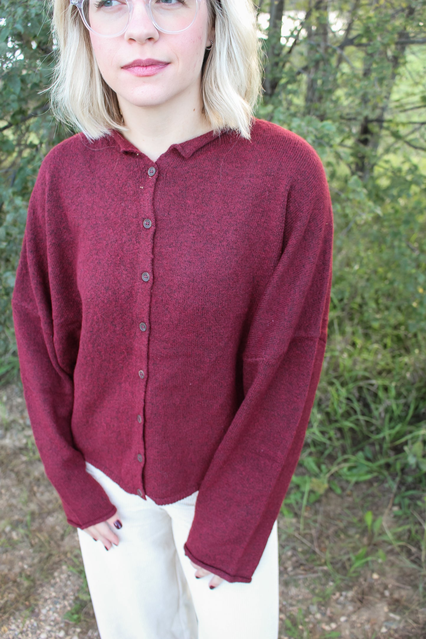 Classic Fall Cardigan (Burgundy)